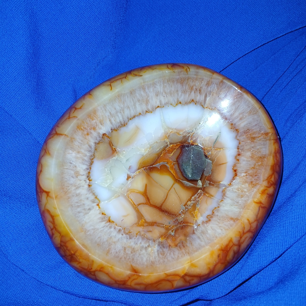 Elegant Carnelian Decorative Bowl - Brown and White Large Jewelry Box